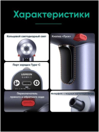 Шуруповерт с набором бит UGREEN UT118 15712 Electric Screwdriver Set. Цвет: серый 15712_