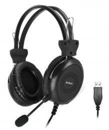 Наушники с микрофоном A4Tech HU-30 черный 2м накладные USB оголовье
