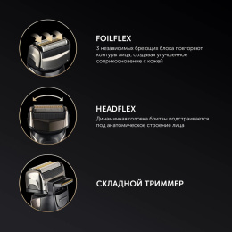 Бритва сетчатая Polaris PMF 1013RC реж.эл.:3 питан.:элек.сеть/аккум. черный/серебристый