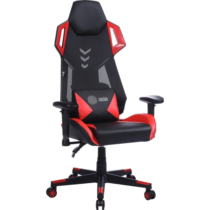 Игровое кресло CACTUS CS-CHR-090BLR черный/красный, экокожа/сетка, крестовина нейлон 1660823