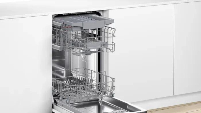 Посудомоечная машина Bosch SPV4HMX10E (встраиваемая, загрузка на 10 комплектов посуды, электронное управление, 6 программ, 44.8x55x81.5 см, нержавеющая сталь цвет, сушка: с теплообменником, индикация на полу: луч, инверторный двигатель EcoSilence Drive, в