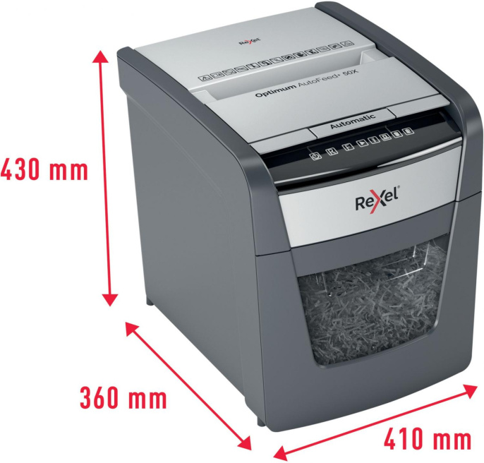Уничтожитель бумаг Rexel Optimum AutoFeed 50X, с автоподачей, P-4, 4х28 мм, 50 лист. одновременно, 20л [2020050xeu]