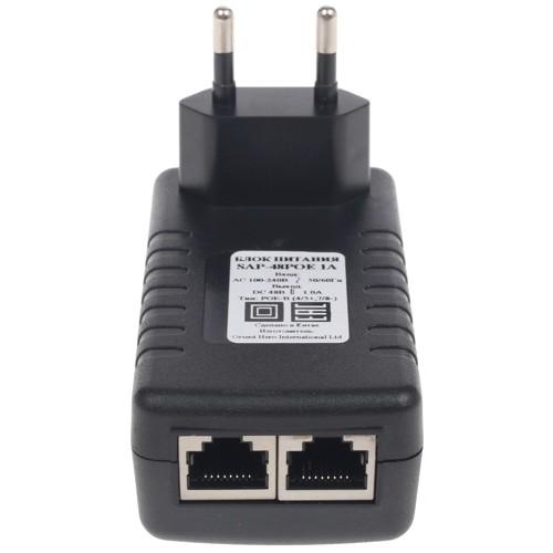 ORIENT SAP-48POE 1A, PoE инжектор питания 48W, AC 100-240V/ DC 48V, 1.0A, вход: RJ45 LAN 10/100, выход: RJ45 PoE тип B 4/5+,7/8- , совместим с оборудованием PoE IEEE 802.3af, 30428