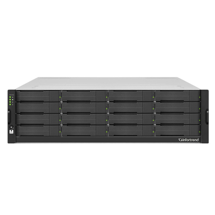 Сетевой накопитель Infortrend GSi 5016GU-F 3U/16bay, single controller system including 1xIntel Xeon E-2278GE CPU, 2x8GB memory, 1x12Gb/s SAS EXP ports, 4x1GbE LAN ports, 2xGraphic card slots, 2x PSU+FAN Module , 16xHDD trays and 1xRackmount kit GSI5016G