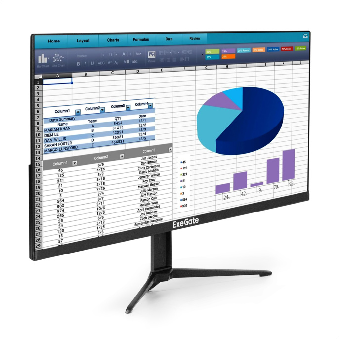 Монитор с аудио 23.8" 100 Гц ExeGate ProSmart EH2400A (VA LED Grade A+, FHD, 1920x1080@100Гц, 16:9, 250cd/m2, 4000:1, 178°/178°, 5ms, audio-out, Speakers, D-Sub, HDMI, FreeSync, Low Blue Light, кабель HDMI 1.5м, VESA, регулировка наклона (tilt), черный) E