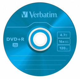 Оптический диск DVD+R Verbatim 4.7ГБ 16x, 5шт., slim case, разноцветные [43556]