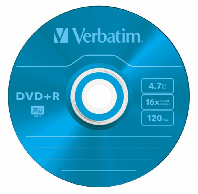 Оптический диск DVD+R Verbatim 4.7ГБ 16x, 5шт., slim case, разноцветные [43556]