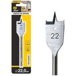 Сверло перьевое (перовое) по дереву 22x150 мм в блистере GRAFF 8822150