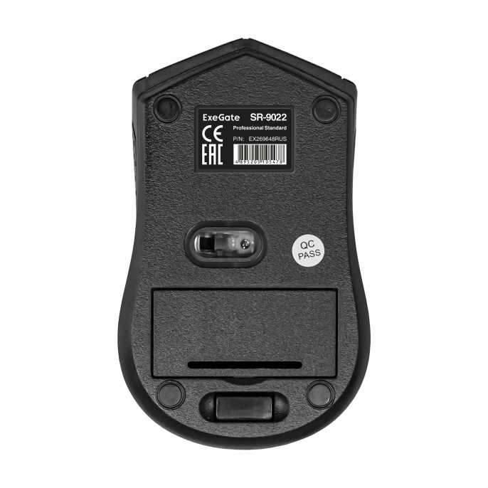 Беспроводная мышь ExeGate Professional Standard SR-9022 радиоканал 2,4 ГГц, USB, оптическая, 1200dpi, 3D, 3 кнопки и колесо прокрутки, черная, Color Box EX269648RUS