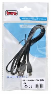 Кабель Buro micro USB (m) -  USB (m),  1м,  плоский,  2A,  черный [bhp microusb 1m flat]