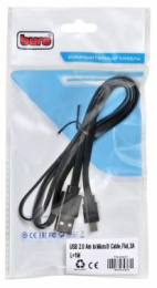 Кабель Buro micro USB (m) -  USB (m),  1м,  плоский,  2A,  черный [bhp microusb 1m flat]