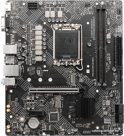 Материнская плата MSI PRO H610M-B Soc-1700 H610 PCI-Ex16 PCI-Ex1 M.2 1GbE LAN 2xARGB+RGB 2xDDR5 5600MHz HDMI+DP mATX RTL
