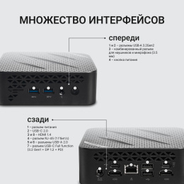 Неттоп Digma Mini Office Cel N4505 (2) 8Gb SSD256Gb UHDG 750 Windows 11 Pro GbitEth WiFi BT 45W черный (RUS) (DPCN-8CXW02)