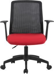 Кресло Cactus CS-MC222-BKRD, сетка/ткань, до 100кг, фиксированные подлокотники,  темно-красный