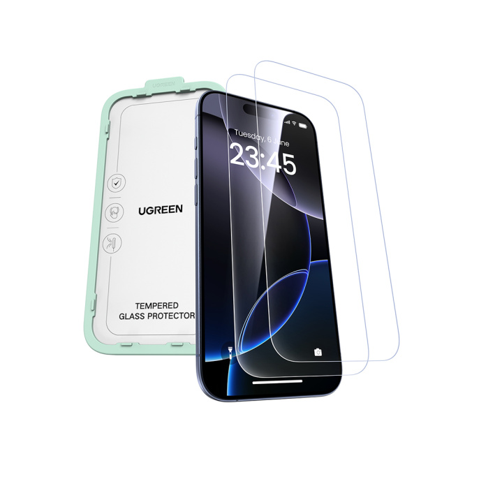 Защитное закаленное стекло UGREEN SP1143 85984 Tempered Glass Screen Protector for iPhone 17 Pro 6,3'' 2-Pack - Transparent
