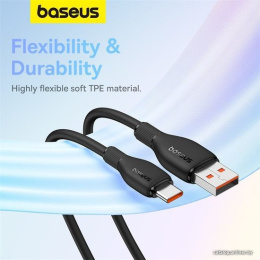Кабель Baseus P10355703111-01 Pudding Series Fast Charging Cable USB to Type-C 100W 2m Cluster Black сверхбыстрая зарядка, синхронизация данных: USB 2.0, 480 Мбит/с