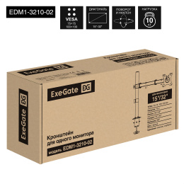 Кронштейн для монитора 13"-32" настольный ExeGate EDM1-3210-02 (VESA 75х75, 100х100 мм, макс. нагрузка 10 кг; наклон -90°/+90°, поворот -90°/+90°, вращение: 360°, 2 способа крепления: сквозное и струбцина, цвет черный) EX297360RUS