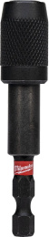Держатель для бит магнитный Milwaukee Shockwave 1/4" HEX 73мм с фиксатором (4932459398) (магнитный, автоматическая фиксация, конструкционная сталь, Shock Zone, двойные внутренние магниты, блокировка и разблокировка одной рукой, тонкий профиль для максимал