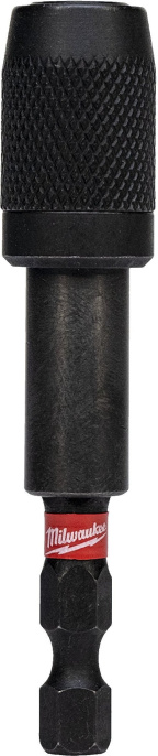 Держатель для бит магнитный Milwaukee Shockwave 1/4" HEX 73мм с фиксатором (4932459398) (магнитный, автоматическая фиксация, конструкционная сталь, Shock Zone, двойные внутренние магниты, блокировка и разблокировка одной рукой, тонкий профиль для максимал