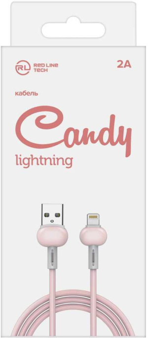 Кабель Redline Candy,  Lightning (m) -  USB (m),  1м,  2A,  розовый [ут000021991]