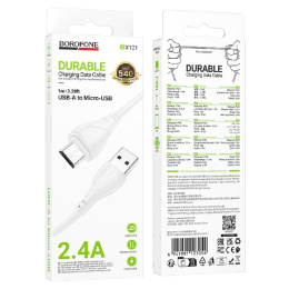BOROFONE BX121/ USB кабель Micro/ 1m/ 2.4A/ белый (B-23054)