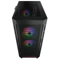Корпус ATX Без БП Cougar Airface RGB CGR-5ZD1B-AIR-RGB Tempered Glass, 1xUSB 2.0, 2xUSB-A 3.2 5Гбит/с, 3x120mm ARGB FAN, HD Audio+Mic, VGA MAX 330mm, CPU MAX 190mm, пылевые фильтры Black
