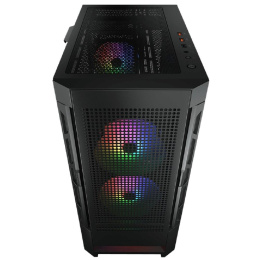 Корпус ATX Без БП Cougar Airface RGB CGR-5ZD1B-AIR-RGB Tempered Glass, 1xUSB 2.0, 2xUSB-A 3.2 5Гбит/с, 3x120mm ARGB FAN, HD Audio+Mic, VGA MAX 330mm, CPU MAX 190mm, пылевые фильтры Black