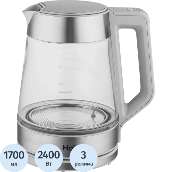 Чайник электрический HAIER HK-501, 1.7л, стекло/пластик