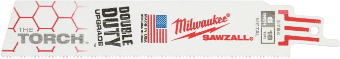 Полотно для сабельной пилы Milwaukee Sawzall Torch 230х18 25 шт (48008788) (материал полотна: биметалл (BIM), обрабатываемый материал: металл, вид распила: прямой грубый рез, хвостовик: L-образный, рабочая длина: 230 мм, шаг зубьев: 1.4 мм, TPI 18)