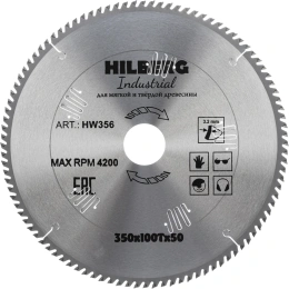Диск пильный Hilberg Industrial Дерево 35050100Т HW356