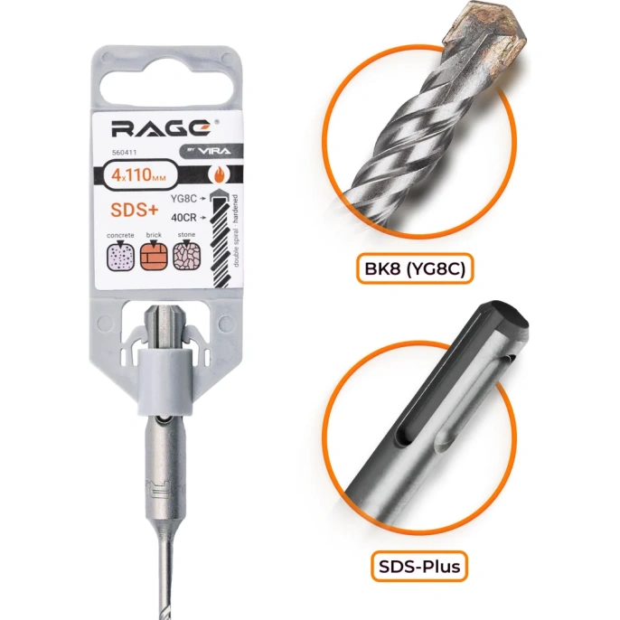 Бур (4х110 мм; SDS+) RAGE by VIRA 560411