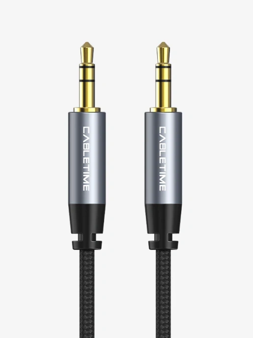 Аудиокабель CABLETIME CF10D (CT-AV311-P11GN-SG0.3) 0.3 м, AUX стерео 3,5 мм (1/8") медный, черный ПВХ нейлоновый