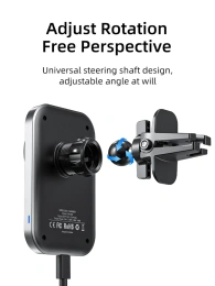 Беспроводное зарядное устройство CABLETIME CE11B (CT-WPH01-PG) автодержатель, Qi-зарядка 15 Вт, быстрая зарядка, автоматическое зажимание, магнитное крепление