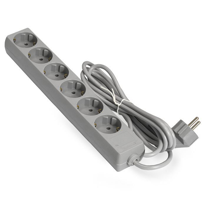 Удлинитель ExeGate ECE-6-1.8G (6 евророзеток с заземлением, 1.8м, серый) EX285829RUS