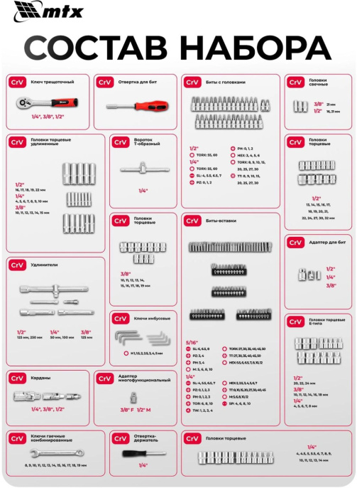 Набор инструментов MTX 13589,  215 предметов