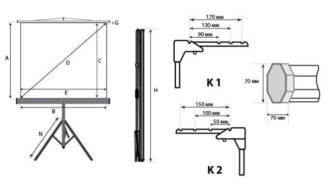Экран на треноге Lumien 67" 127x127см Master View LMV-100101 1:1 напольный рулонный