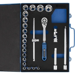 Набор торцевых 6-гранных головок 1/2" NORGAU 24 предмета с аксессуарами N1924-S832 063793024