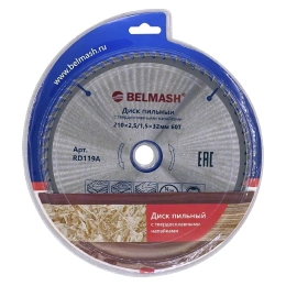 Диск пильный (210x2.5/1.5x32/30 мм; 60T) Белмаш RD119A