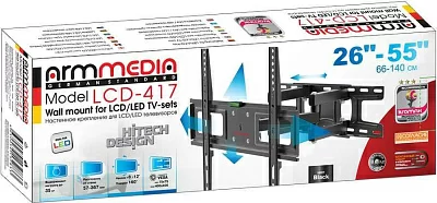 Кронштейн для телевизора Arm Media LCD-417 черный 26"-55" макс.35кг настенный поворотно-выдвижной и наклонный