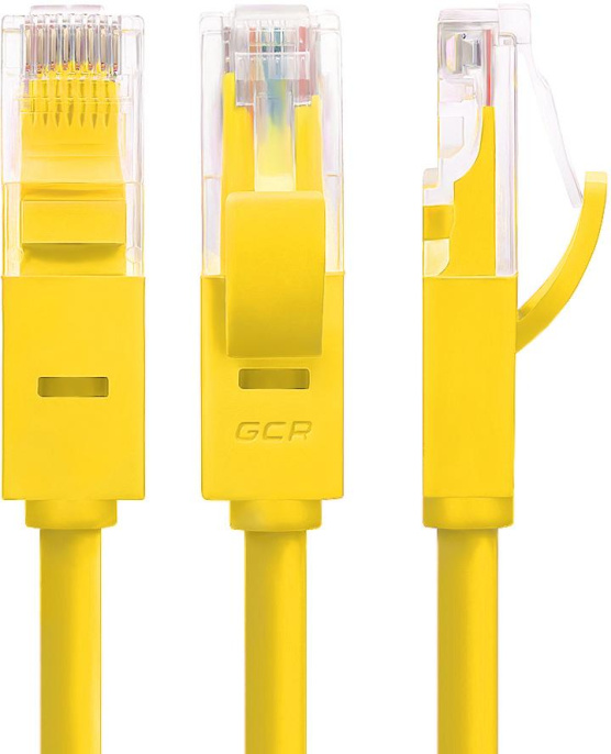 Greenconnect Патч-корд прямой 1.0m, UTP кат.5e, желтый, позолоченные контакты, 24 AWG, литой, GCR-LNC02-1.0m, ethernet high speed 1 Гбит/с, RJ45, T568B