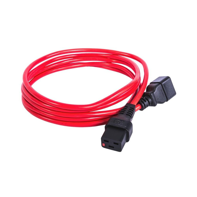 Шнур питания с фиксатором IEC 60320 C19/IEC 60320 C20, 16 А / 250 В 3 х 1,5 , длина 3 м, красный R-16-Cord-C19-C20-3-Red
