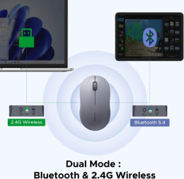 Мышка компьютерная беспроводная UGREEN M331 65627 Multi-mode Wireless Mouse BT&GHz. Цвет: серый