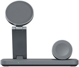 Беспроводное зарядное устройство Magssory WCH017 Yoga Midnight (WCH017m) (3 в 1, для Samsung, с магнитами, с поддержкой Qi2, регулируемый угол наклона, материал корпуса: цинковый сплав)