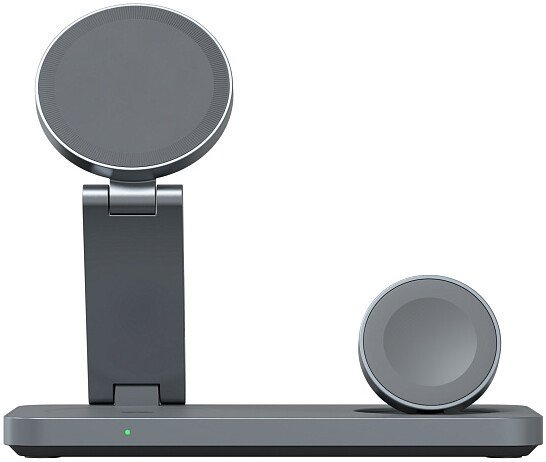 Беспроводное зарядное устройство Magssory WCH017 Yoga Midnight (WCH017m) (3 в 1, для Samsung, с магнитами, с поддержкой Qi2, регулируемый угол наклона, материал корпуса: цинковый сплав)