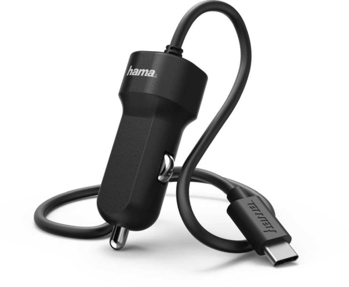 Автомобильное зарядное устройство HAMA H-173618, USB-C, 15Вт, 3A, черный [00173618]