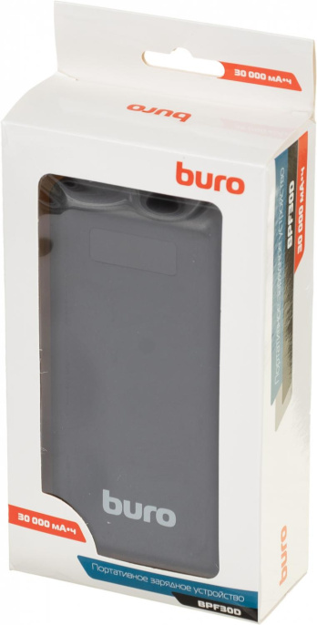 Внешний аккумулятор (Power Bank) Buro BPF30D,  30000мAч,  черный [bpf30d22pbk]
