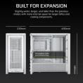 Корпус без блока питания/ Case Corsair Frame 4000D, Midi-Tower, TG, no fan, 2xUSB-A 3.2, 1xUSB 3.2 Type-C, E-ATX, ATX, mATX, mITX White (CC-9011291-WW)
