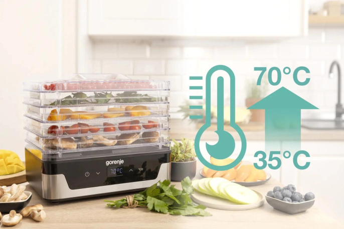 Сушка для фруктов и овощей Gorenje FDK400DE 5под. 240Вт нержавеющая сталь (745972)