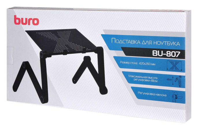 Стол для ноутбука Buro BU-807, с регулировкой высоты, металл, черный