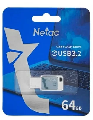 Накопитель Netac NT03UA31N-064G-32BL USB3.2 Flash Drive 64Gb (RTL)